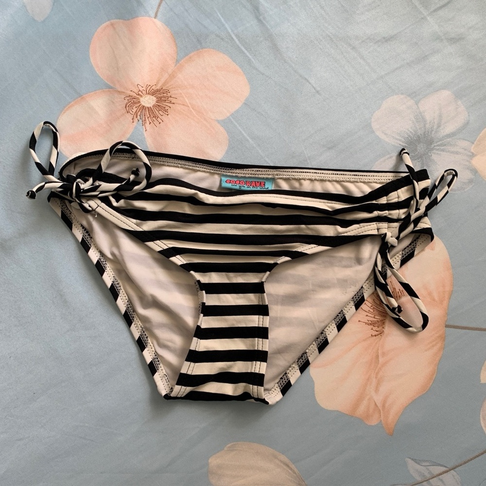Coco Rave Black White Stripe Bikini Bottom